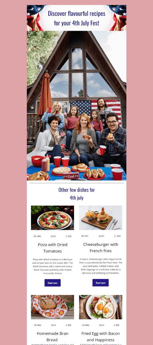 4th July Fest Recipes Email Template