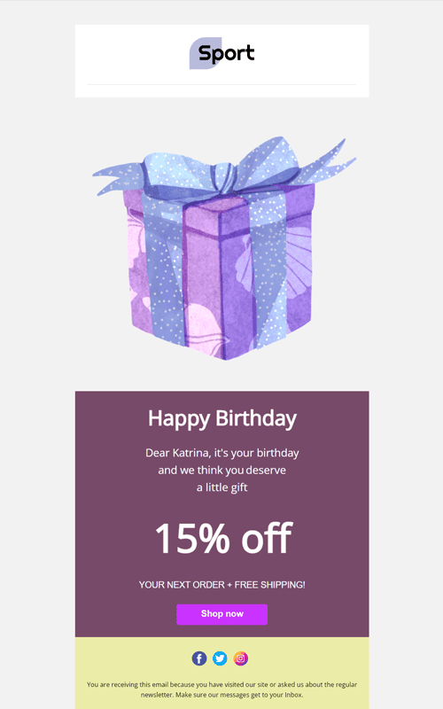 Birthday Discount Email Template for Online Shopping Birthday Discount Email Template for Online Shopping