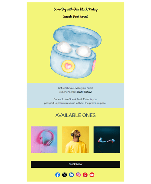 Black Friday Earphones Email Template