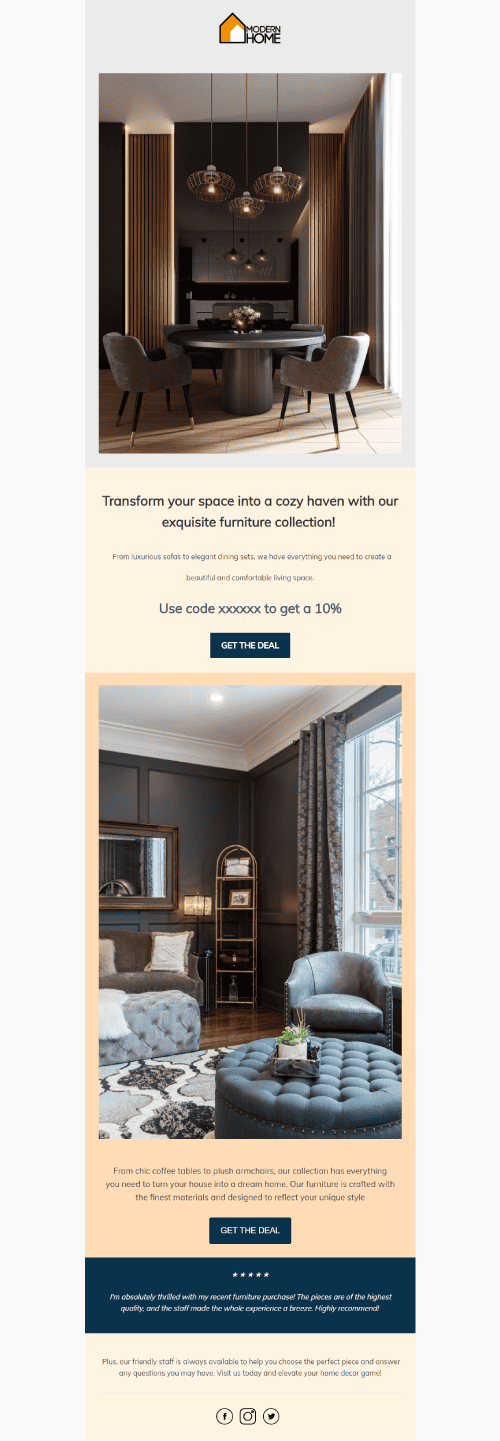 taste of home email templates (free) | engagebay... Cozy Haven Email Templates (Free) | EngageBay