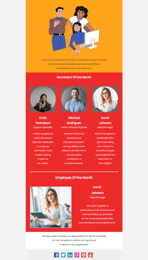 Employee Of The Month Email Template