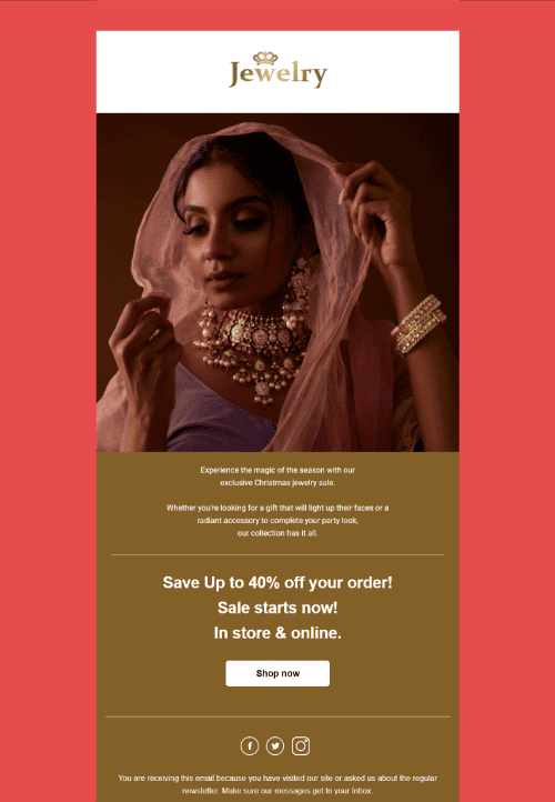 Exclusive Christmas Jewelry Sale Email Template
