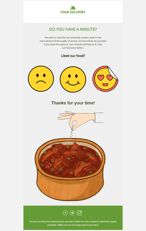 Food Feedback Email Template