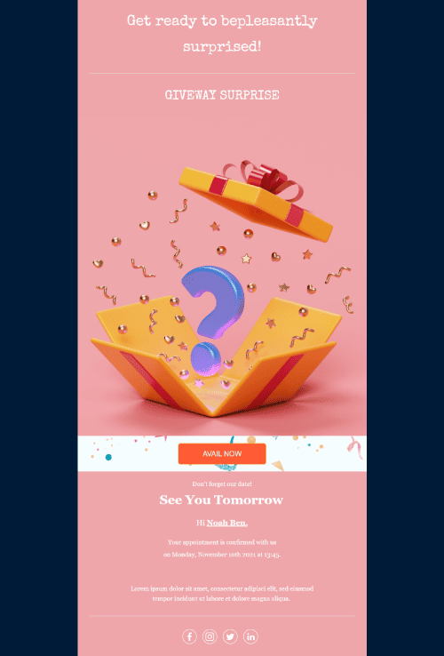 Giveaway Surprise Email Template