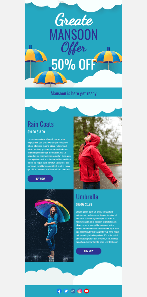 Great Monsoon 50 Offer Email Template