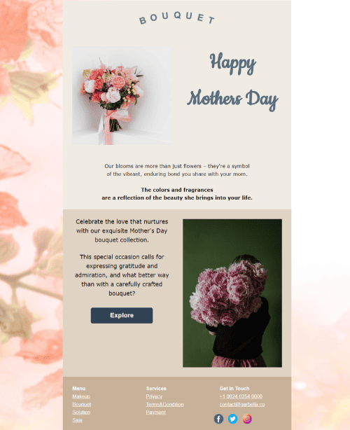 Mother's Day Bouquet Collection Email Template for Flower Shops