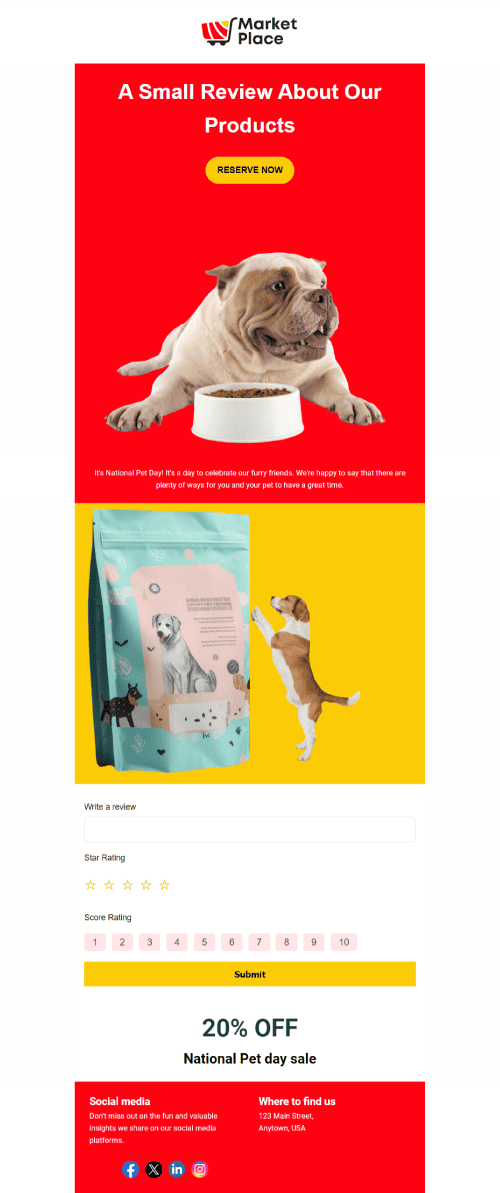 Pet Products Review Email Template