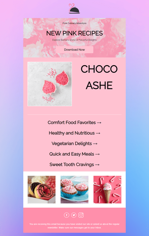 Pink Recipe Email Template