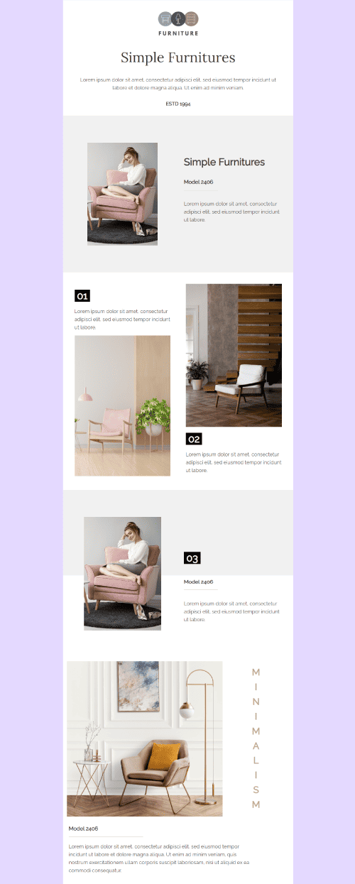 Minimalist Furniture Product Catalog Email Template
