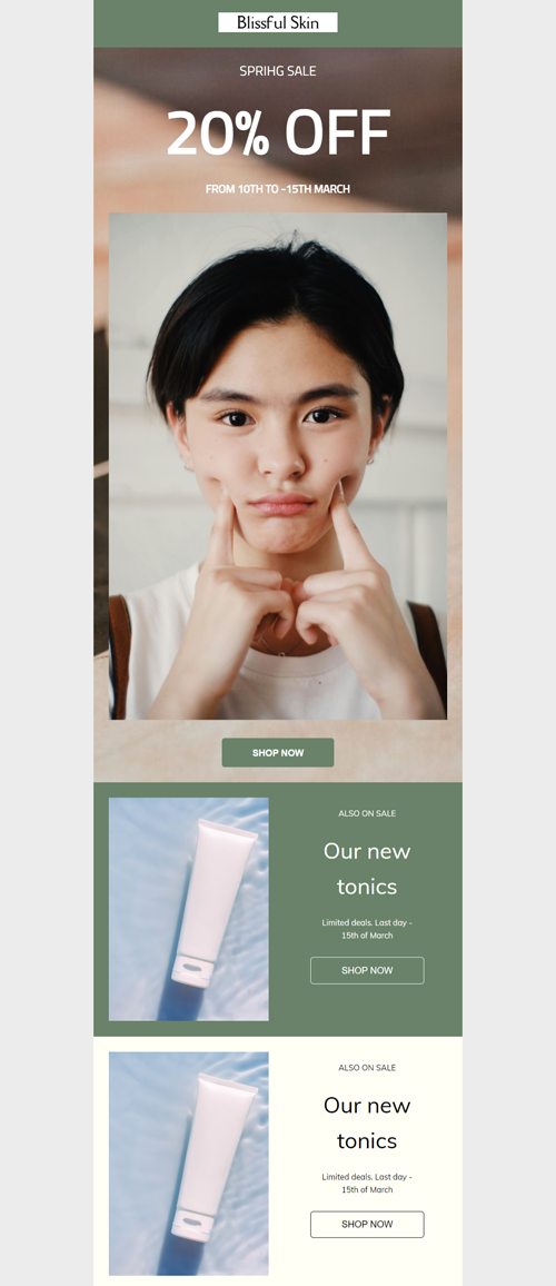 Spring Skincare Products Sale Email Template EngageBay