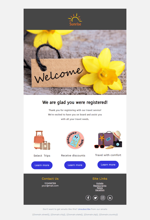 Travel Onboarding Email Template