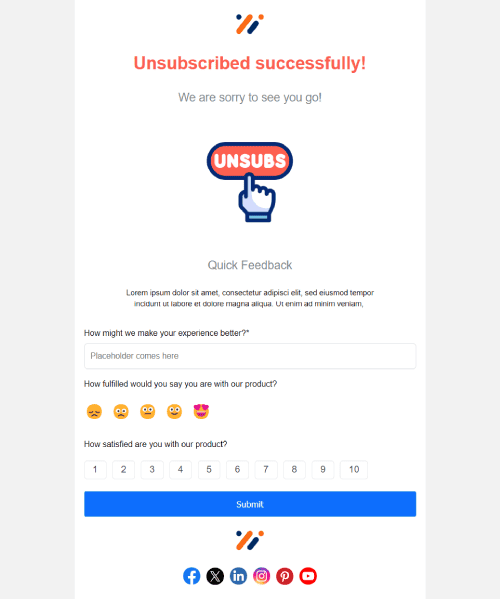Unsubscription Successful Email Template