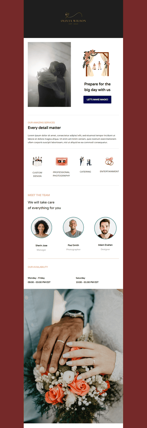 Wedding Planner Services Email Template