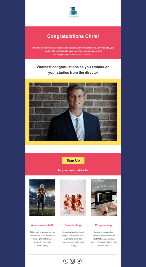 Welcome To School Email Template