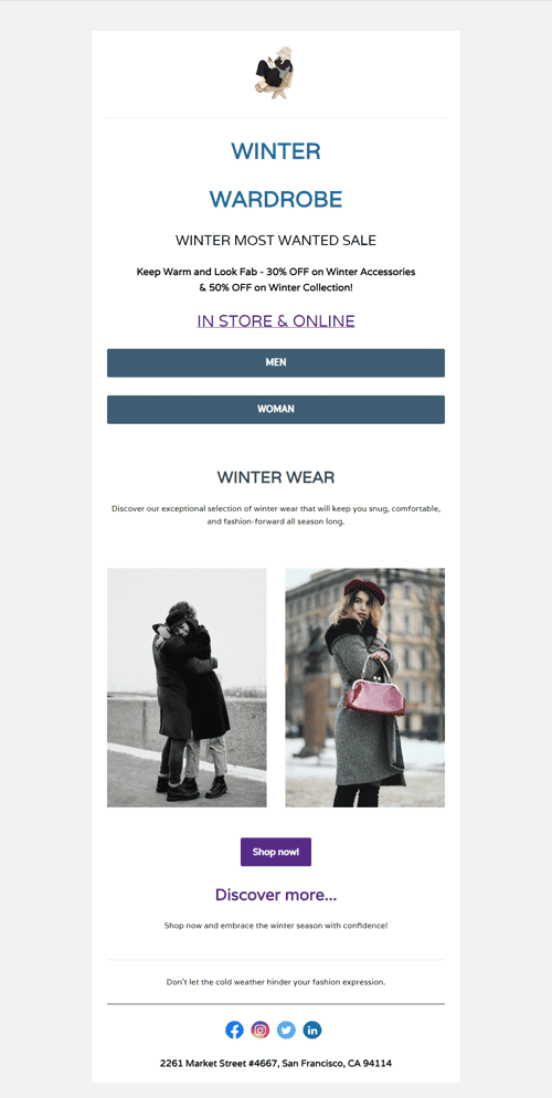 Winter Wardrobe Sale Email Template